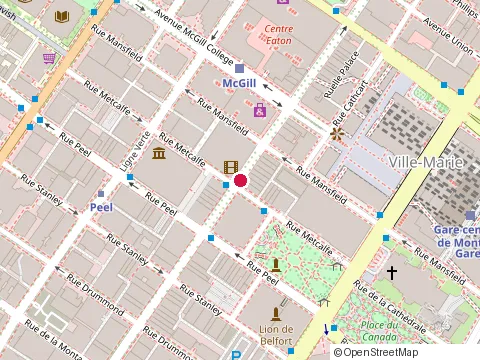 Location of Restaurant Pizza Dino at 966 Rue Sainte-Catherine O, Montréal