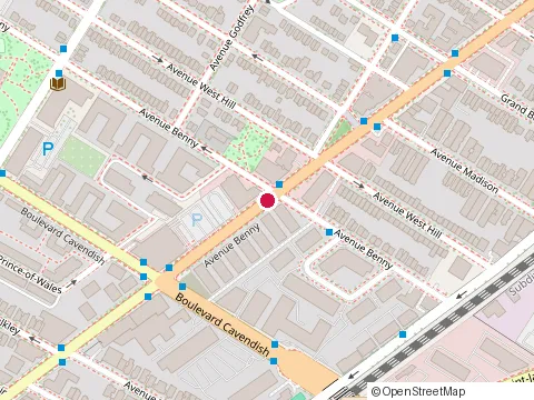Location of St Hubert at 6415 Rue Sherbrooke O, Montréal