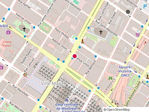 Location of St-James'S Club Of Montreal at 1145 avenue Union, Montréal