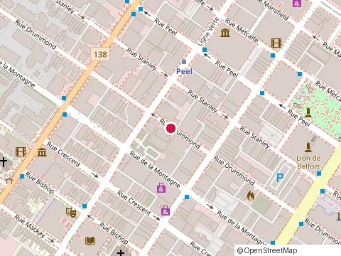 Location of V Spa at 1425 Rue Drummond, Montréal