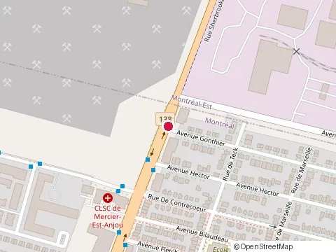 Location of Vitrerie Brunelle (1953) at 9770 rue Sherbrooke E, Montréal