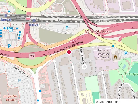 Location of Bistro Destination Intl at 730 boulevard Montreal Toronto, Dorval