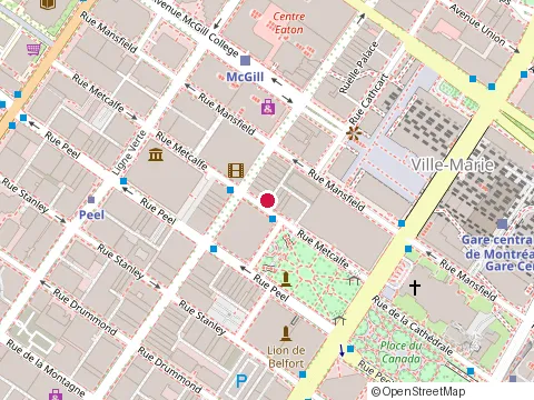 Location of Restaurant Dominion Pub at 1243 Rue Metcalfe, Montréal