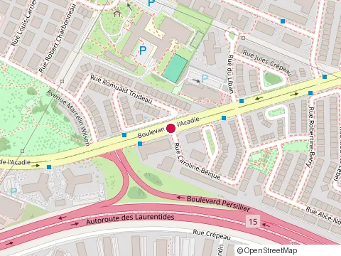 Location of Admicom at 9999 boulevard de l'Acadie, Montréal