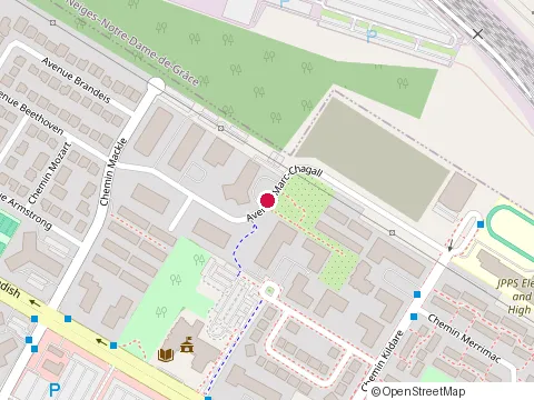 Location of Asa Afsari Studio at 5885 avenue Marc Chagall, Côte Saint-Luc