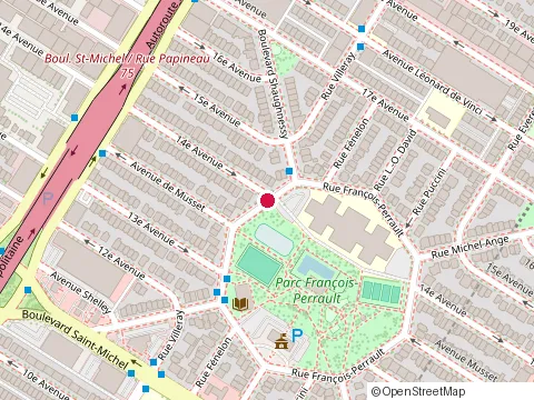Location of Association de Soccer Saint-Michel Pompei at 7605 Rue François-Perrault, Montréal
