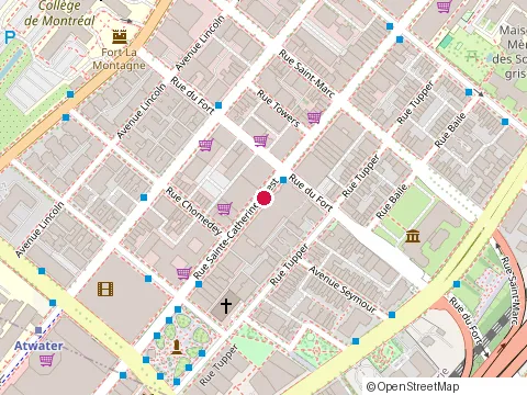 Location of Avesta at 2077 Rue Sainte-Catherine O, Montréal
