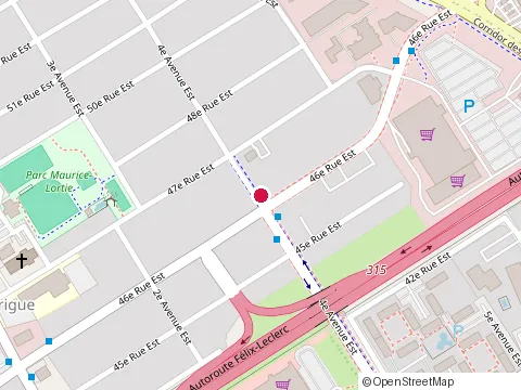 Location of Bar 447 at 4680 4E Av E, Québec