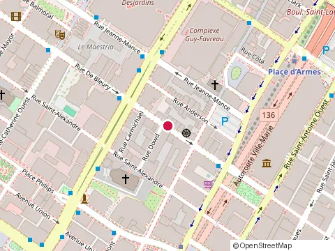 Location of Belon Oyster Bar at 1101 Rue de Bleury, Montréal