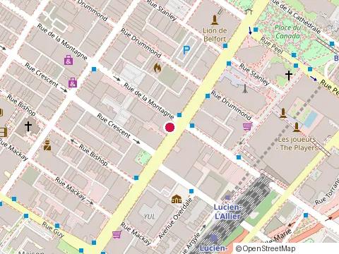 Location of Bistro Laurentien la Coupole at 1325 boulevard Rene-Levesque O, Montréal