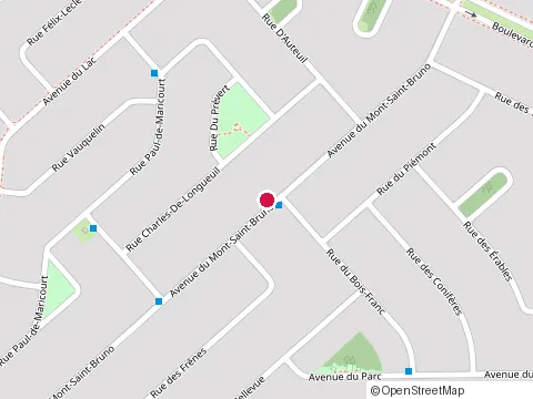 Location of Bourcier Construction at 77 avenue du Mont-Saint-Bruno, Sainte-Julie