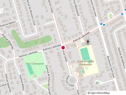 Location of Clearpoint Elementary School at 17 Avenue Cedar, Pointe-Claire