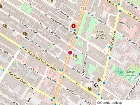 Location of Clinique Dentaire Coloniale Centre-Ville at 131 Sherbrooke St E, Montréal