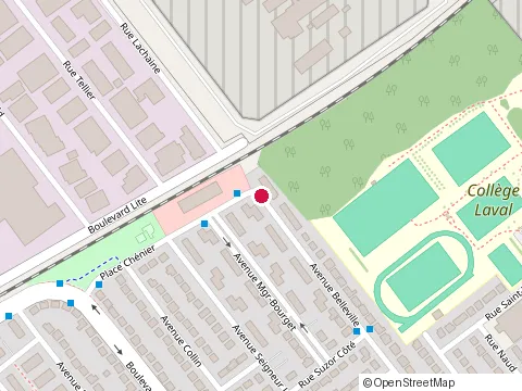 Location of Collège Laval Soccer Fields at 1149 avenue Belleville, Laval