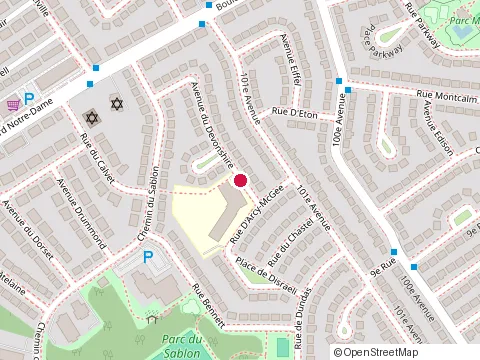 Location of Crestview Elementary School at 750 Avenue Devonshire, Laval