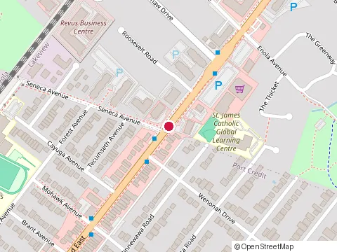 Location of Metro at 406 Lakeshore Road East, Mississauga