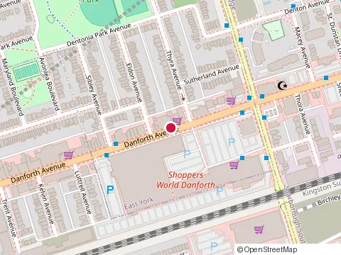 Location of Metro at 3003 Danforth Ave, Toronto