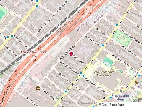 Location of Droussel at 999 Rue du Collège, Montréal