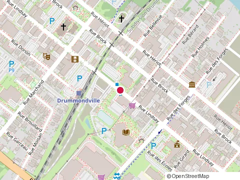 Location of Drummondville Railway Station at 269 Rue Lindsay, Drummondville