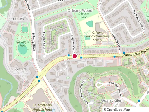 Location of Metro at 6509 Jeanne-d'Arc Blvd, Orleans