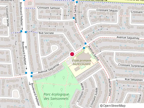 Location of École Saint-Laurent at 8535 Saguenay, Brossard