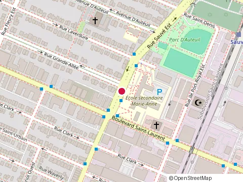 Location of École Secondaire Marie-Anne at 100 rue Sauvé E, Montréal