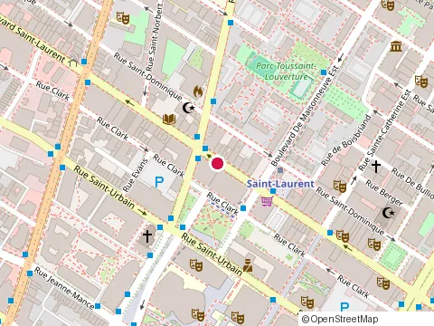 Location of Eliteone Spa Massage Parlour at 1621 St Laurent Blvd, Montréal