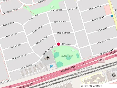Location of Ajax Spartans Minor Baseball at 1 Cedar St, Ajax