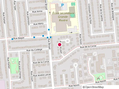 Location of Grande-Rivière High School at 100 Rue Broad, Gatineau