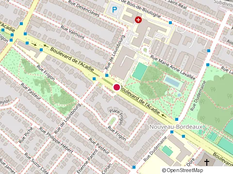 Location of High School Évangeline at 11845 boulevard de l'Acadie, Montréal