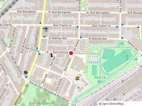 Location of Jeanne-Leber Elementary School at 2120 Rue Favard, Montréal