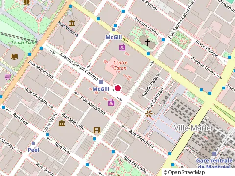 Location of l'Asie Resto Bar at 1777 avenue Mcgill College, Montréal