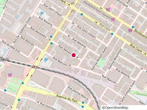 Location of l'Atelier de Charlotte at 7080 Alexandra Street, Montréal