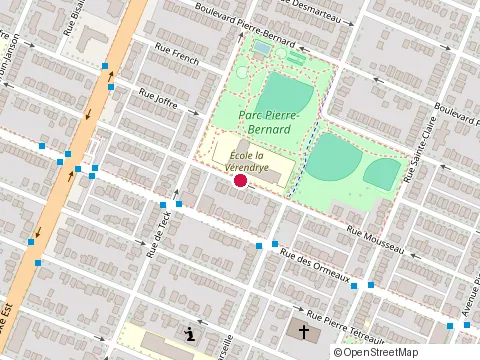 Location of la Verendrye Elementary School at 3055 Rue Mousseau, Montréal