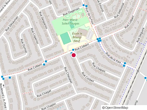 Location of le Bourg-Neuf Elementary School at 168 Rue Colbert, Repentigny