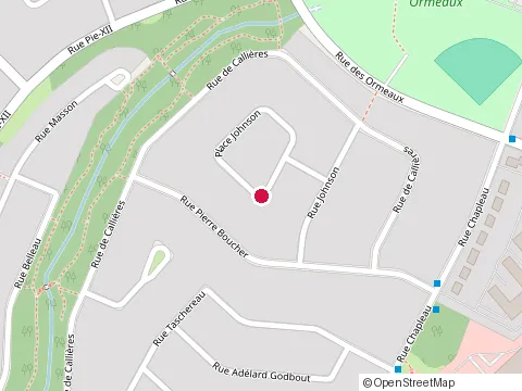 Location of les Bouffons Verts at place Johnson, Trois-Rivières