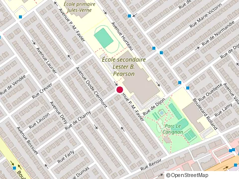 Location of Lester B. Pearson High School at P.-M 11575 Favier Ave, Montreal-Nord