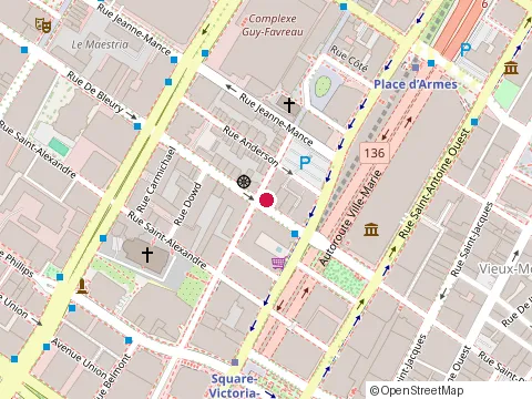 Location of Lola Lounge at 1023 Rue de Bleury, Montréal