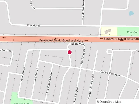 Location of Louis Cote Bricklayer at 487 Rue Belcourt, Granby
