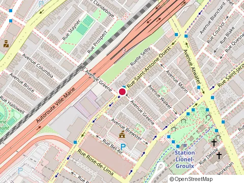 Location of Luc Menard Construction at 734 Greene Avenue, Montréal