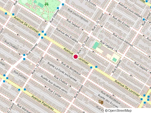 Location of M Roberge Restaurant at 7481 avenue de Lorimier, Montréal