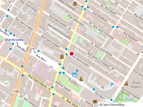 Location of Maison St-Jacques at 1629 Rue Saint-Hubert, Montréal