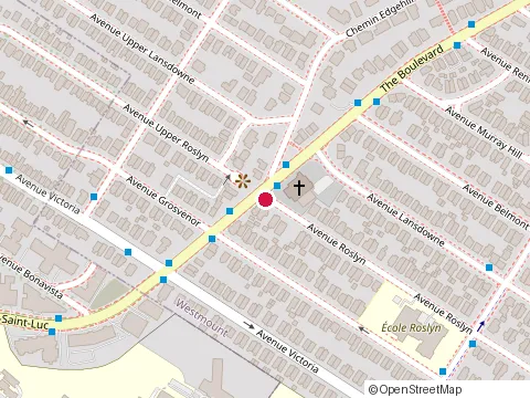 Location of Montreal Korean Methodist Church at 687 avenue Roslyn, Westmount