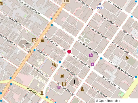 Location of Negril Grill at 1464 Rue Crescent, Montréal