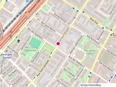 Location of New des Seigneurs Restaurant at 1845 Rue Saint-Jacques, Montréal