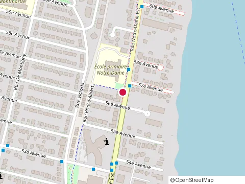 Location of Notre Dame Elementary School at 14425 Notre-Dame Rue E, Montréal