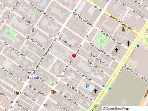 Location of Oasis at 1390 St Catherine St E, Montréal