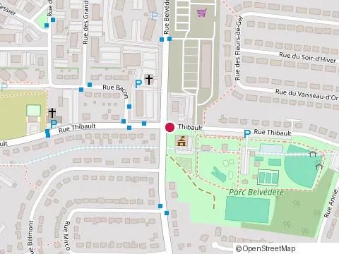 Location of Parc Belvédère at 500 Rue Thibault, Sherbrooke