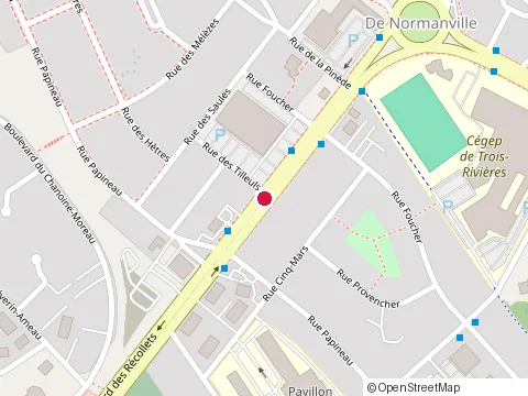 Location of Pfk at 1080 boulevard des Recollets, Trois-Rivières