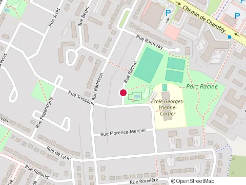 Location of Piscine Racine at 432 Rue Racine, Longueuil